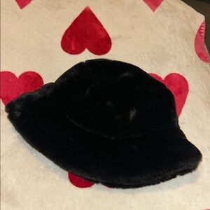 Elegant Black Faux Fur Bucket Hat
